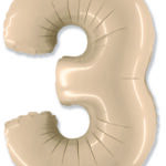 Μπαλόνι Σχήμα Νούμερο 3 Ιβουάρ - Satin Cream / 90 εκ ύψος - Ασυσκεύαστο