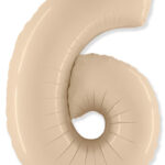 Μπαλόνι Σχήμα Νούμερο 6 Ιβουάρ - Satin Cream / 90 εκ ύψος - Ασυσκεύαστο