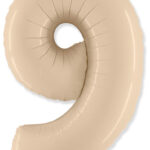 Μπαλόνι Σχήμα Νούμερο 9 Ιβουάρ - Satin Cream / 90 εκ ύψος - Ασυσκεύαστο