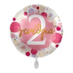 Μπαλόνι Φοιλ 17 Χαρούμενα 2 Γενέθλια Πουά Ροζ και Χρυσό / 43 εκ