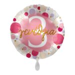 Μπαλόνι Φοιλ 17 Χαρούμενα 3 Γενέθλια Πουά Ροζ και Χρυσό / 43 εκ