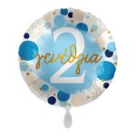 Μπαλόνι Φοιλ 17 Χαρούμενα 2 Γενέθλια Πουά Μπλε και Χρυσό / 43 εκ
