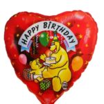 Μπαλόνι Φοιλ 18 Καρδιά Happy Birthday με Αρκουδάκια / 46 εκ