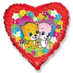 Μπαλόνι Φοιλ 18 Καρδιά με Γατάκια / 46 εκ