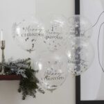 Μπαλόνια Merry Christmas με Ασημί Κομφετί σε Σχήμα Δενδράκι / 5 τεμ