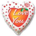 Μπαλόνι Φοιλ 18 Καρδιά I love you με Τριαντάφυλλο / 46 εκ