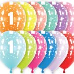 Μπαλόνια Λάτεξ 11 Νούμερο 1 με Αστέρια Ασορτί / 6 τμχ