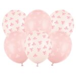 Λάτεξ Μπαλόνια Ροζ Φιογκάκια (6 τεμ)