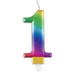 Κερί  1 Μεταλλικό πολύχρωμο Rainbow / 8 εκ.