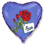 Μπαλόνι Φοιλ 18 Καρδιά με Τριαντάφυλο Thanks / 46 εκ Ασυσκεύαστο