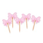 Οδοντογλυφίδες Ροζ Φιόγκος 3 x 7 εκ / 25 τμχ