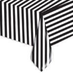Τραπεζομάντηλο Πλαστικό Ριγέ Μαύρο - Black Stripes / 140 x 270 εκ