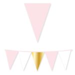 Γιρλάντα Σημαιάκια Πλαστική Ασορτί Χρώματα Λευκό, Ροζ & Χρυσό / 3 μ.