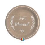 Χάρτινα Πιάτα Γάμου Just Married Kraft 24εκ / 8 τμχ