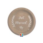 Χάρτινα Πιάτα Γάμου Just Married Kraft 18εκ / 8 τμχ