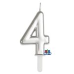 Κερί Tiny Plump Ασημί 7εκ Νούμερο 4