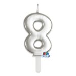 Κερί Tiny Plump Ασημί 7εκ Νούμερο 8