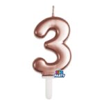 Κερί Tiny Plump Ροζ Χρυσό 7εκ Νούμερο 3