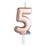 Κερί Tiny Plump Ροζ Χρυσό 7εκ Νούμερο 5